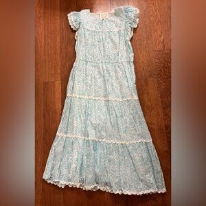 Sail to Sable Flowering Vine Print Flutter Sleeve Ric-Rac Midi Dress